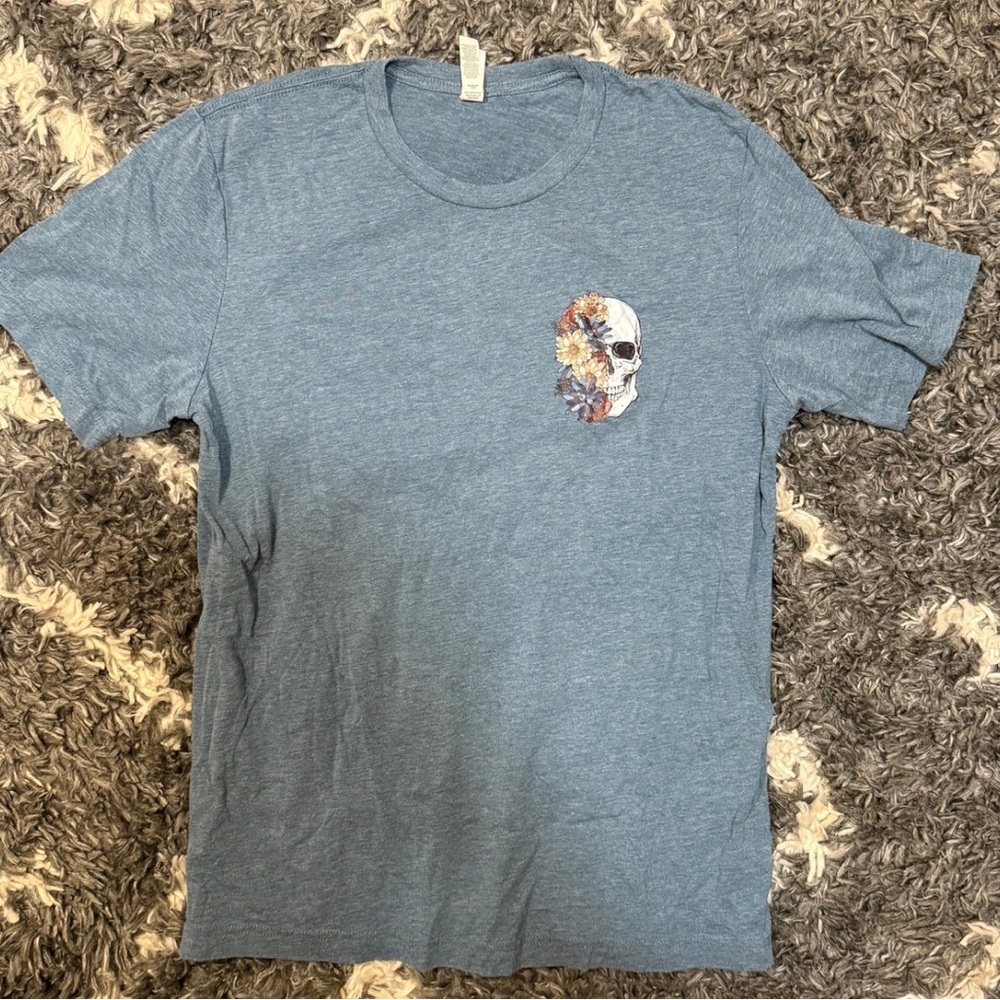 Blue Skull/Floral Graphic Tee